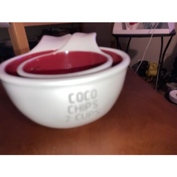 Pottery Barn Kitchen Pottery Barn Red White Measuring Bowls Spoons